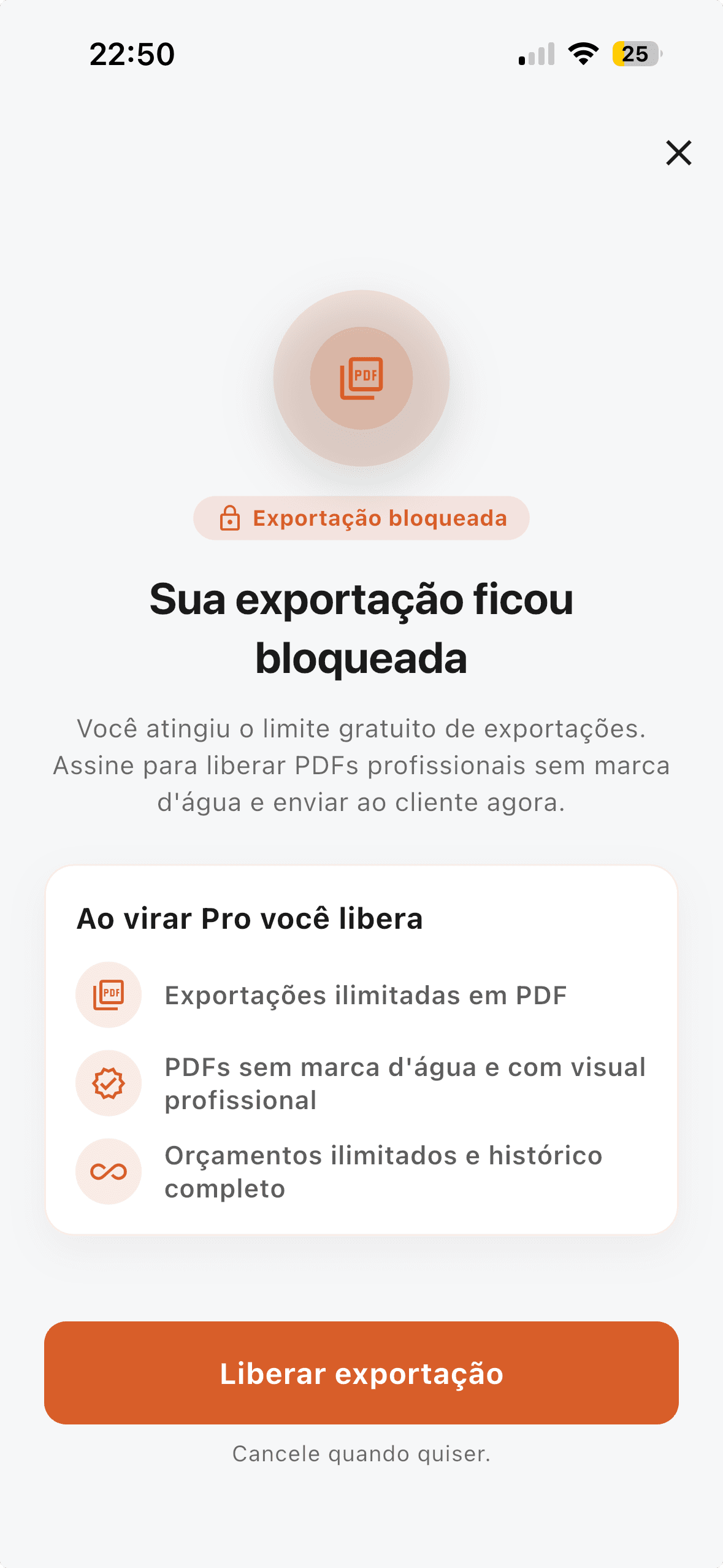 Tela do app OrçAqui - detalhes do orçamento